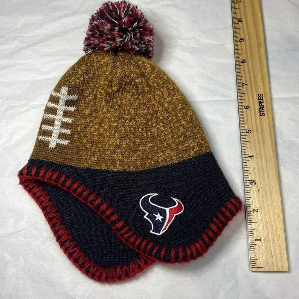Houston Texans Infant NFL Team Apparel Winter Hat Flap Ear Pom Embroidered Logo‎
